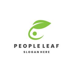 people leaf logo template vector illustration design