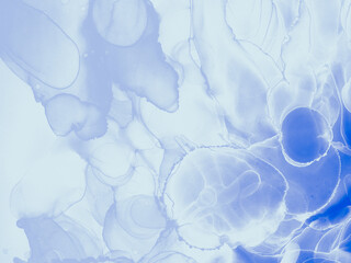 Blue Ink,Paint,Abstract. Trendy Alcohol Ink