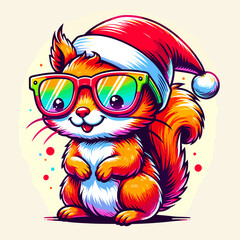 Squirrel with santa hat