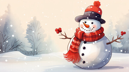 Cute Cartoon Snowman