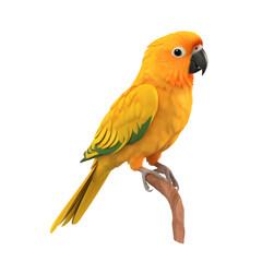 Yellow-orange parrot isolated on transparent background