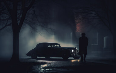 Silhouette of a Detective Man on the Street - Moody Dark Cinematic Tones
