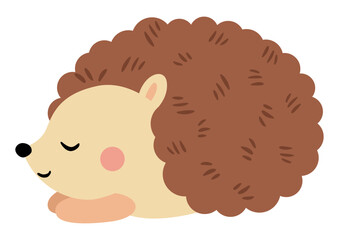 Cute brown hedgehog sleeping isolated