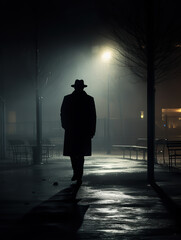 Silhouette of a Detective Man on the Street - Moody Dark Cinematic Tones