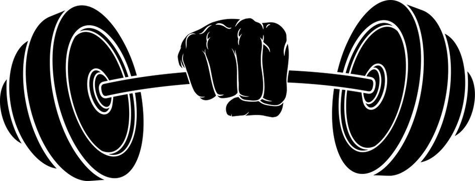 Weight Lifting Fist Hand Holding Barbell Concept