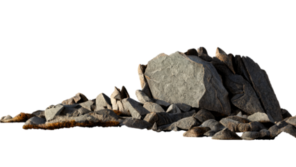 A pile of isolated stones on a white background.