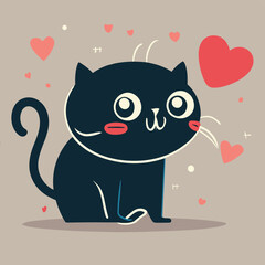 Black cat kitten kitty holding pink heart hanging at dash line. Cute cartoon kawaii funny animal baby character. Flat design. Happy Valentines Day. Love card. White background. Isolated. stock illustr