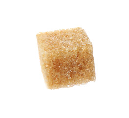 One brown sugar cube isolated on white