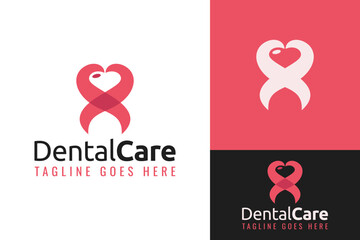 Creative Teeth Tooth Dental Dent Love Care Logo Design Branding Template