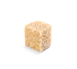 One brown sugar cube isolated on white