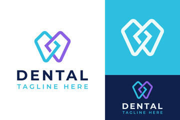 Fototapeta premium Abstract Modern Tooth Teeth Dental Digital Internet Connect Logo Design Branding Template