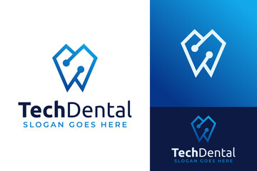 Abstract Teeth Dent Dental Connect System Digital Logo Design Branding Template