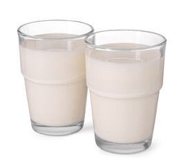 Glasses of fresh milk isolated on white