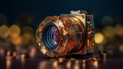 Fototapeta na wymiar Timeless Charm: Captivating Vintage Camera Lens for Retro Photography Enthusiasts, generative AI
