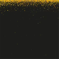 Fototapeten Éléments dorés qui tombent sur un fond noir - Illustration élégante pour célébrer une fête ou  un événement - Couleurs de fêtes de fin d'année - Luxe et élégance - Décoration festive - Invitation © Manon