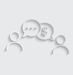 business chat icon vector , finance chat businessman talk about money sign