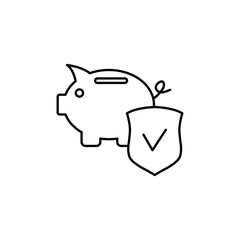 protect your savings money icon vector shield protection many pig icon 