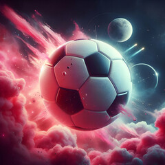 soccer ball in fire space galaxy