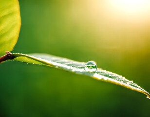 Dewdrop on a leaf. Serene and peaceful. 