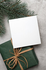 Square christmas card mockup, greeting card, invitation or flyer with copy space