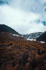 Magical Winter Night With Moonlight Illuminating Agrafa Mountain Range