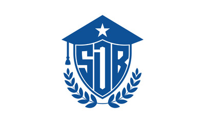SDB three letter iconic academic logo design vector template. monogram, abstract, school, college, university, graduation cap symbol logo, shield, model, institute, educational, coaching canter, tech