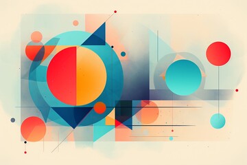 Colorful Retro Geometric Shapes Abstract Background Illustration

