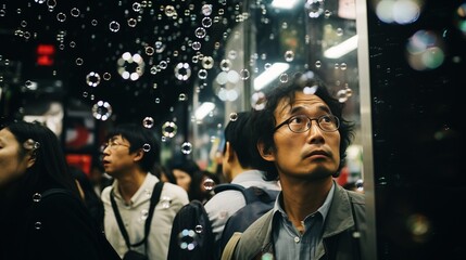 People Observing Their Reflection in a Mirror