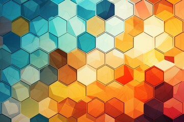 Colorful Geometric Composition with Dynamic Hexagons