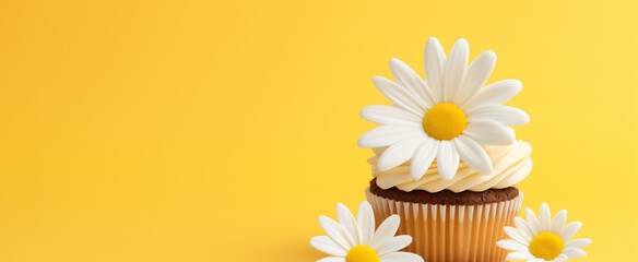 White Daisy Cupcake with Flowers