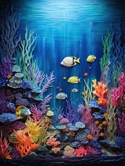 Marine Majesty: Exquisite Underwater Wall Art Showcasing Vibrant Coral Reefs, Indomitable Marine Life, and Enigmatic Deep-Sea Scenes