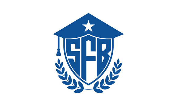 SFB three letter iconic academic logo design vector template. monogram, abstract, school, college, university, graduation cap symbol logo, shield, model, institute, educational, coaching canter, tech