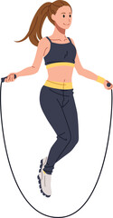 Woman in sportswear jumping rope exercise illustration - obrazy, fototapety, plakaty