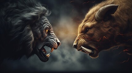 Bear and Bull Face-Off in Urban Financial Market Metaphor. Generative ai