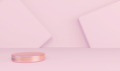 pink podium Luxury  with production on pink background.  Decor element background. 3d rendering