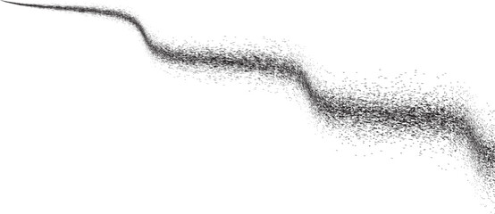 Sprayed black wavy line .Graffiti art design . Noise dispersion logo . Spray effect .Grunge curved line . Grainy, gritty textured line . Distressed element .vector 