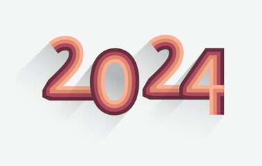 Happy new year 2024 Colorful text typography design. new year 2024, 2024 design, new year 2024 celebration, 3d text effect