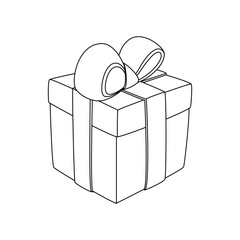 Christmas gift tied with a bow and ribbon. Winter holiday elements.