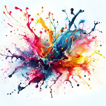 torbellino de colores y gotas de pintura