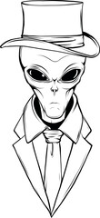 Vector outline alien head vector illustration design - 688552369