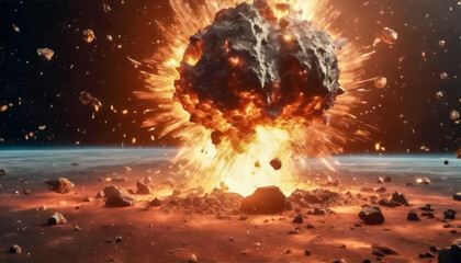 Catastrofe Celeste- Asteroide in Fiamme Sulla Collisione con il Pianeta