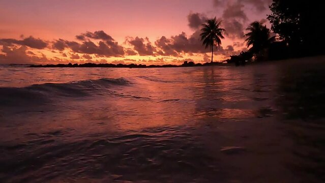 Sunset on Bora Bora island in tahiti