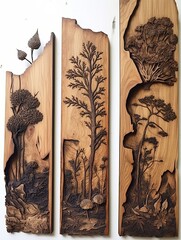 Rustic Charm: Intricate Designs on Wood - Woodburning Wall Art