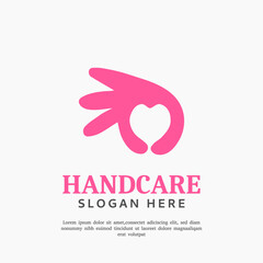 negative space heart hand logo design template