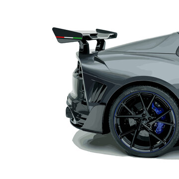 recommend clip art: Sport car Ferrari icon. Ferrari 812 gts auto icon. Isolated racing car view. Editorial sport car Ferrari 812 gts. Wheel view of the car. Machine with spoiler. Vector icon