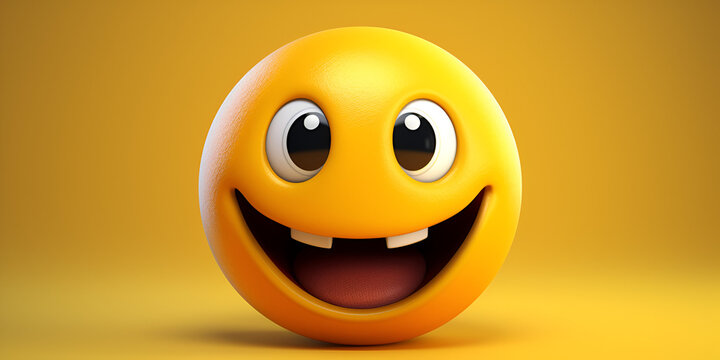 3d smiley face,3D laughing emoji on isolated orange background,3D character smiling,A cartoon smiley face with big eyes on a blue background,ellow smiley emoji with isolated background generative ai 