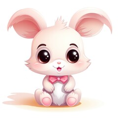 Cute cartoon 3d character rabbit on white background