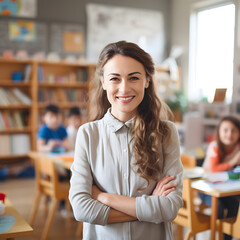 Image of a female teacher in a classroom with students