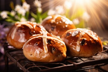 Hot Cross Buns. Easter  holiday food. 