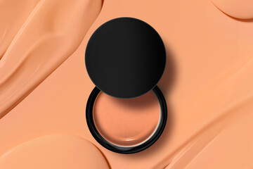 beauty cosmetic makeup skincare of smudge cc cream foundation primer; product mockup on white...